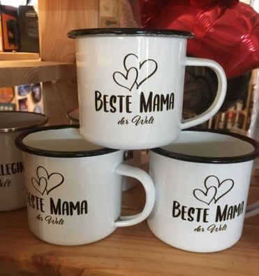 Emaille Becher - Beste Mama der Welt ! cool Kaffee Tee Coffee