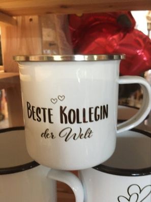 Emaille Becher - Beste Kollegin der Welt ! cool Kaffee Tee Coffee