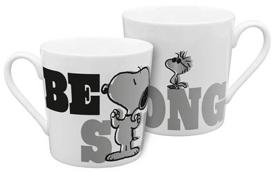 Peanuts Tasse Snoopy + Woodstock Be Strong - Porzellan Kaffee Tee