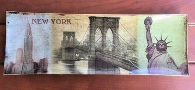 New York Glas Schale Liberty Empire Brooklyn Bridge Obstschale 52x17 cm NY