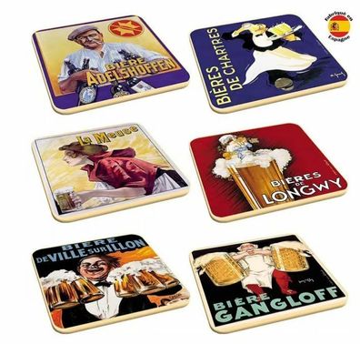 Kork Untersetzer Set - 6 St. Biere Beers Bier