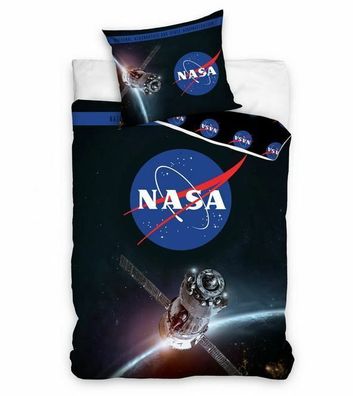 NASA Bettwäsche Set 140 × 200 cm + 70 × 90 cm Apollo 11 100%Baumwolle (Gr. 140x200)