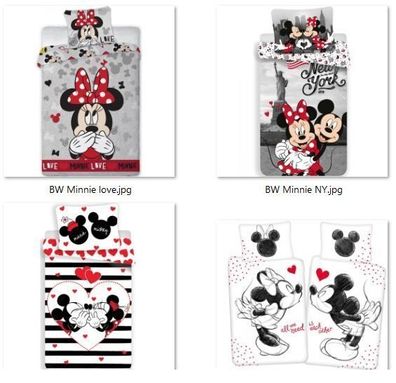 Minnie + Micky Maus Bettwäsche Set 140×200 cm+70×90 cm Disney 100%Baumwolle