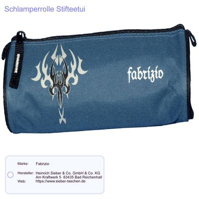 Schlamperrolle Federmäppchen Fabrizio Farbe Taubenblau 23x8x10 cm Polyester