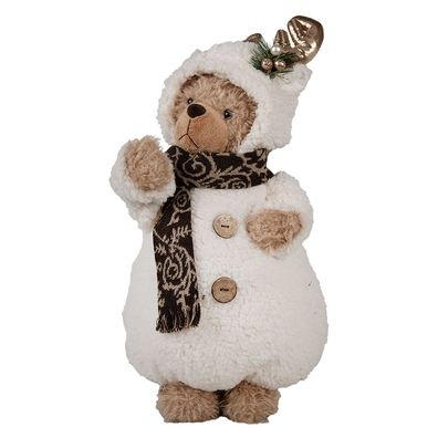 Clayre & Eef Weihnachtsdekorationsfigur Bär 40 cm Weiß Kunststoff (Gr. 22x16x40 cm)