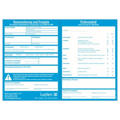 Layher FG 1 Kennzeichnungsblock bestehend aus 50 Blaettern