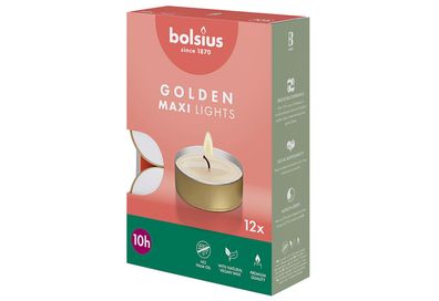 Bolsius Maxi Teelichte 10Stunden goldener Cup 18Stück