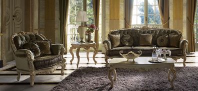 Sitzgarnitur 3 + 2 Sitzer Design Polster Sofas Textil Relax Klassisches Neu Braun