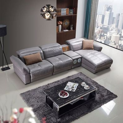 Luxus Ecksofa Leder Couch Polster Garnitur Soundsystem Multifunktion Sofa Neu