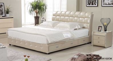Modernes Designer Ehe Italienisches Bett Doppel Betten Leder Textil Neu S-9259