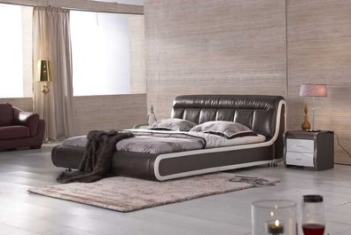 Modernes Designer Ehe Italienisches Bett Doppel Betten Leder Textil Neu 4754