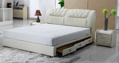 Doppelbett Designer Polster Doppel Ehe Bett Betten XXL Leder Gestell Neu S-9203