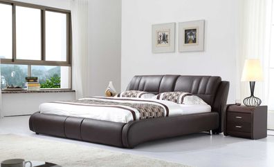 Doppelbett Designer Polster Doppel Ehe Bett Betten XXL Leder Textil Neu S-9081