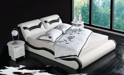 Doppelbett Betten Polster Leder Designer Ehe Modernes Bett Bettgestell Neu 1212