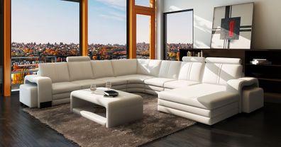 Wohnzimmer Sitz Garnitur Sofa Polster Set Wohnlandschaft Sofa + 2x Hocker U Form