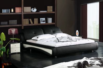 Doppelbett Betten Polster Leder Designer Ehe Modernes Bett Bettgestell Neu 1172
