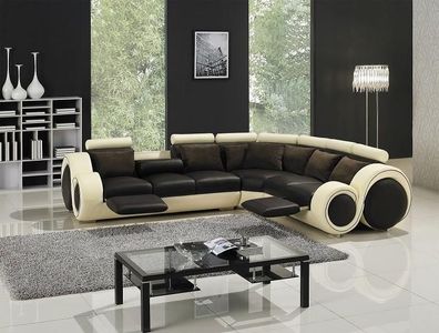 Ecksofa Leder Sofa Couch Polster Eck Sitz Wohnlandschaft Garnitur L-Form Stoff