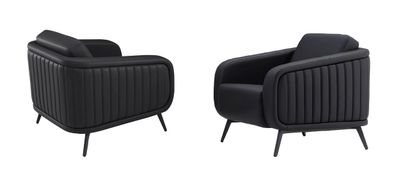 Sessel Luxus Sofagarnitur Leder Sofa 2x Sessel Elegante Design Möbel Couchen