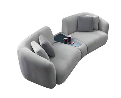 Sofa 3 Sitzer Polstersofa Grau Textil Sitz Design Couch Sofas Stoff Modern