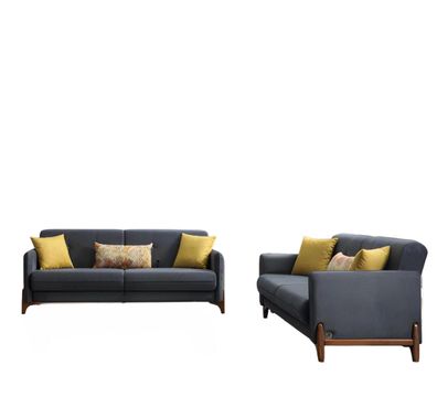 Couch 2x Sofa 3 Sitzer Design Polster Modern Textil Stoff Schlafsofas Sofas
