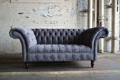 Chesterfield Sofa 3 Sitzer Couch Sofas Couchen Wohnzimmer Design Sofa Grau Neu