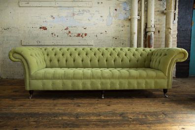 klassische Chesterfield Sofa 4 Sitzer Sofas Couchen Leder Grün Design Polster