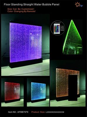 Wandpaneel Trennwand Wasser Wand LED Wasserwand Design Beleuchtet 250x200 Wände