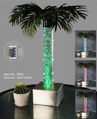 Led Design Sprudel Wassersäule 60cm Wasser Säulen Beleuchtet Tisch Palme Pflanze