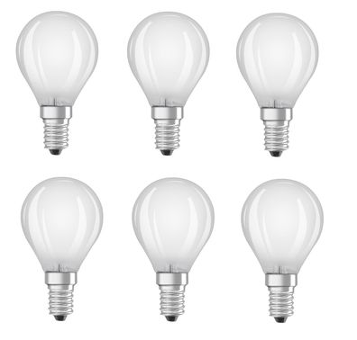 6x OSRAM LED Kugel / Tropfen 4,5W=40W E14 4000K 470lm EEK: (Spektrum A-G)