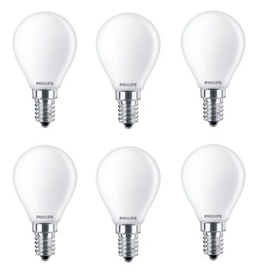 6x Philips LED Lampe E14 dimmbar 4,5W = 40W warm Glow EEK: (Spektrum A-G)