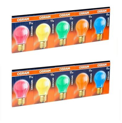 10er Set OSRAM bunte Glühlampen 11W/E27 Bierzelt Party Garten EEK: (Spektr. A-G)