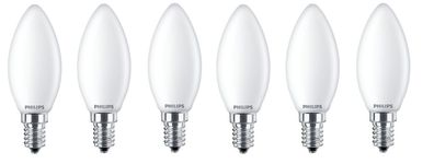 6x Philips LED Kerze E14 warmweiß 4,5W = 40W warm glow EEK: (Spektrum A-G)