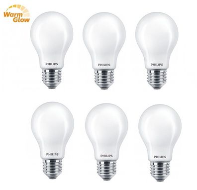 6x Philips LED Lampe Birne E27 dimmbar 5W = 40W warm Glow EEK: (Spektrum A-G)