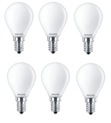 6x Philips LED Lampe Tropfen E14 6,5W = 60W warmweiß 806lm EEK: (Spektrum A-G)