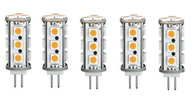 5x Paulmann 282.76 LED PIN G4 2,5W = 20W 12V warmweiß 170lm EEK: (Spektrum A-G)