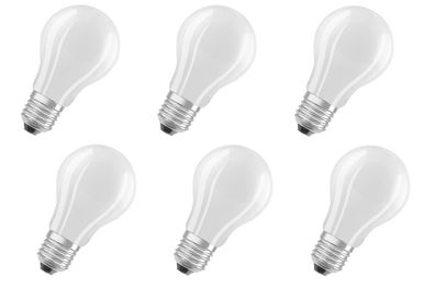 6x OSRAM LED Glühlampe A 60 E27 7W=60W dimmbar kaltweiß matt EEK: (Spekt. A-G)