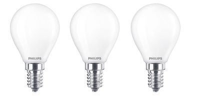 3x Philips LED Tropfen E14 4,3W = 40W 4000K 470lm EEK: (Spektrum A-G)