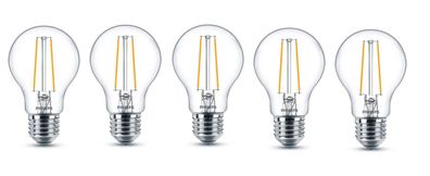 5x Philips LED Birne E27 warmweiß 2,2W = 25W 470lm EEK: (Spektrum A-G)