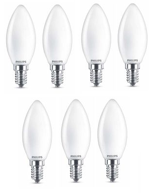 7x Philips LED Kerze E14 warmweiß 2,2W = 25W 250lm mattiert EEK: (Spektrum A-G)