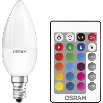 OSRAM LED Kerze E14 dimmbar + Fernbedienung 4,5W = 25W RGBW EEK: (Spektrum A-G)
