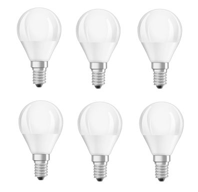 6x OSRAM LED Kugel / Tropfen 3,2W = 25W E14 warmweiß 250lm EEK: F (Spektrum A-G)