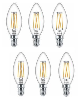 6x Philips LED Filament Kerze E14 3,2W = 25W dimmbar warm glow EEK: (Spekt A-G)