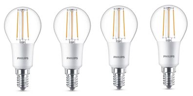 4x Philips LED Tropfen E14 4,5W = 40W warmweiß dimmbar EEK: (Spektrum A-G)