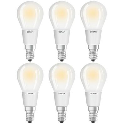 6x OSRAM LED STAR Classic P60 Kugel E14 6W = 60W warmweiß EEK: (Spektrum A-G)