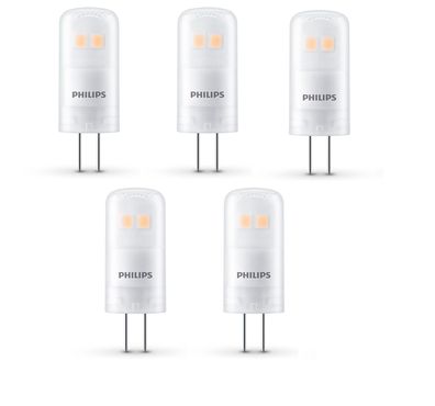 5x Philips LED PIN Stiftsockellampe G4 0,9W = 10W warmweiß EEK: (SpektrumA-G)