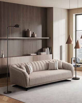 Sofa 3 Sitzer Polstersofa Grau Textil Sitz Design Couch Modern Neu