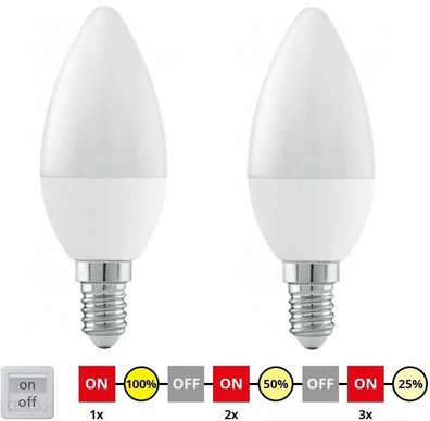 2x EGLO LED 11581 Kerze E14 6W = 40W 3xdimmbar per Klick EEK: (Spektrum A-G)