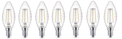 7x Philips LED gewundene Kerze E14 warmweiß 2W = 25W 250lm EEK: (Spektrum A-G)