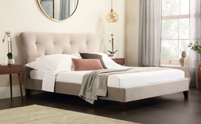 Chesterfield Design Englisches Bett Grau 160/180x200 Doppelbett Betten Polster