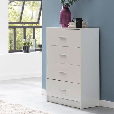 Wohnling Sideboard WL5.864 Weiß Hochglanz 60x90x30 cm Schubladenkommode Anrichte